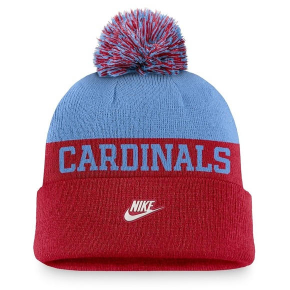 Nike‎ St. Louis Cardinals MLB Beanie Rewind Peak Knit Cuffed Hat OS Cozy Pom Pom - Picture 8 of 9